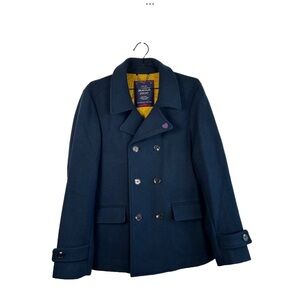 Mens Scotch and Soda Atelier Pea Coat Sz XL Navy Double Breasted Preppy Classic